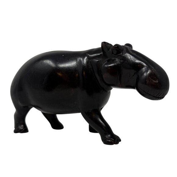 Vintage Ironwood Hippo Figurine 8" Hand Carved Wooden House Hippo Hippopotamus - Picture 2 of 11
